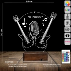 Elektro Gitar Gitarist Rock Müzik Kişiye Özel 3D Lamba - Masa Gece Lambası
