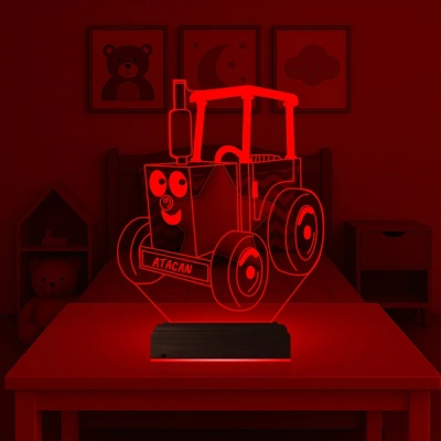 Çocuk Odası Traktör Tasarım Kişiye Özel 3D Lamba - Masa Gece Lambası