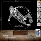 Scuba Diving Dalgıç Heidye Kişiye Özel 3D Lamba - Masa Gece Lambası