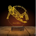 Scuba Diving Dalgıç Heidye Kişiye Özel 3D Lamba - Masa Gece Lambası