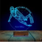 Scuba Diving Dalgıç Heidye Kişiye Özel 3D Lamba - Masa Gece Lambası