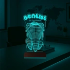 Diş Hekimi Diş Doktoru Hediye Dentist Kişiye Özel 3D Lamba - Masa Gece Lambası