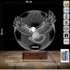 Kartal Futbol Topu Taraftar Kara Kartal Kişiye Özel 3D Lamba - Masa Gece Lambası