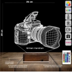 Fotoğraf Makinesi Fotoğrafçı Hediye Kişiye Özel 3D Lamba - Masa Gece Lambası
