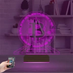 Bitcoin Kripto Para BTC Kişiye Özel 3D Lamba - Masa Gece Lambası