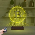 Bitcoin Kripto Para BTC Kişiye Özel 3D Lamba - Masa Gece Lambası