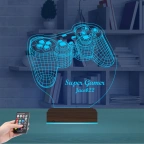 Gamer Joystick Oyuncu Konsol Kişiye Özel 3D Lamba - Masa Gece Lambası