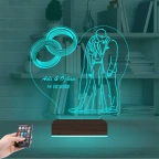 Gelin Damat Yıldönümü Seviliye Hediye Kişiye Özel 3D Lamba - Masa Gece Lambası