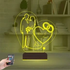 Gelin Damat Alyans Yüzük Seviliye Hediye Kişiye Özel 3D Lamba - Masa Gece Lambası