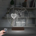 Sevgiliye Hediye Kalp Elele Kişiye Özel 3D Lamba - Masa Gece Lambası