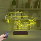 Fiat Tofaş Doğan Tofaşk Araba Kişiye Özel 3D Lamba - Masa Gece Lambası