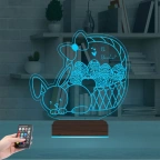Paskalya Tavşan Yumurta Çocuk Odası Kişiye Özel 3D Lamba - Masa Gece Lambası