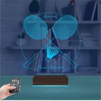 Badminton Bedminton Kişiye Özel 3D Lamba - Masa Gece Lambası