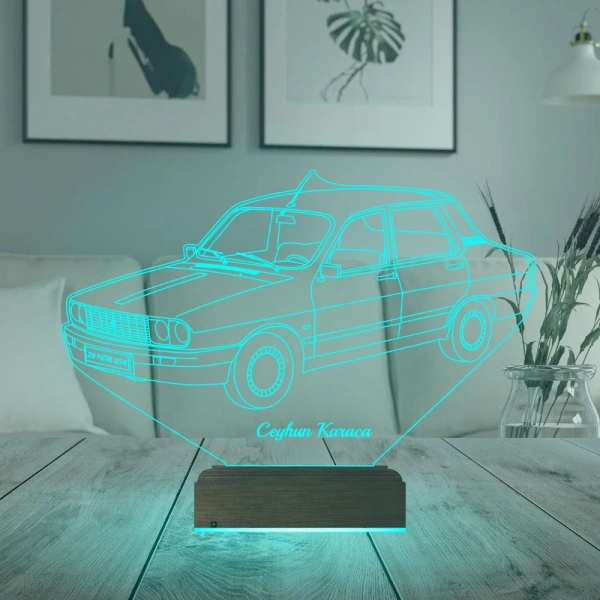 Renault 12 Klasik Araba Kişiye Özel 3D Lamba - Masa Gece Lambası