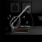 Saz Bağlama Müzisyen Hediye Nota Kişiye Özel 3D Lamba - Masa Gece Lambası