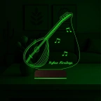 Saz Bağlama Müzisyen Hediye Nota Kişiye Özel 3D Lamba - Masa Gece Lambası
