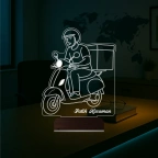 Kurye Hediye Paket Servis Motorsiklet Moto Kurye Kişiye Özel 3D Lamba - Masa Gece Lambası