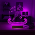 Futbolcu Hediye Futbol Tasarım Kişiye Özel 3D Lamba - Masa Gece Lambası