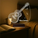 Gitar Gitarist Müzisyen Hediyesi Kişiye Özel 3D Lamba - Masa Gece Lambası